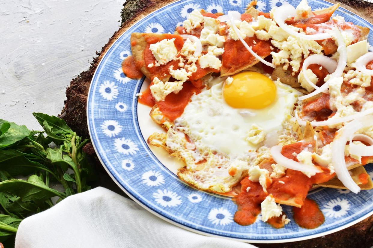 Skillet Chipotle Chilaquiles with Eggs