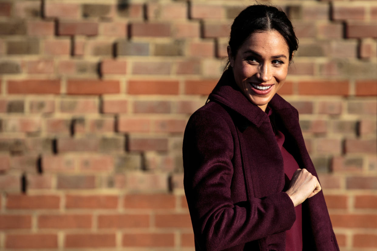 Meghan during her visit to the Hubb Community Kitchen in November 2018 [Photo: Getty]