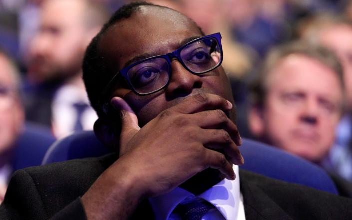 Kwasi Kwarteng, the Chancellor, is pictured in Birmingham at Conservative Party conference yesterday - Kirsty Wigglesworth/AP