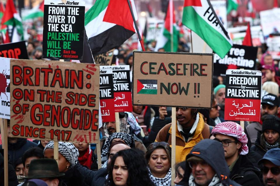 Thousands have attended marches in support of Palestine but certain slogans and chants have been contentious (AFP/Getty)
