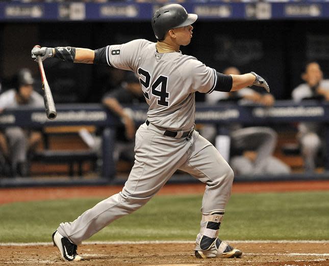 Gary Sanchez homered again — twice — to set another home run record. (AP)