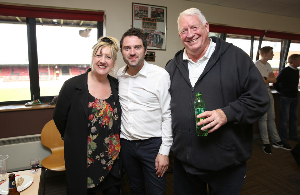 LONDON, ENGLAND - MAY 17:  Linda Gilbey, George Gilbey and Pete McGarry attend a Charity football match in aid of St Joseph's Hospice and Haven House Children's Hospice at Leyton Orient Matchroom Stadium on May 17, 2015 in London, England.  (Photo by Tim P. Whitby/Getty Images for St Joseph's Hospice and Haven House Children's Hospice)