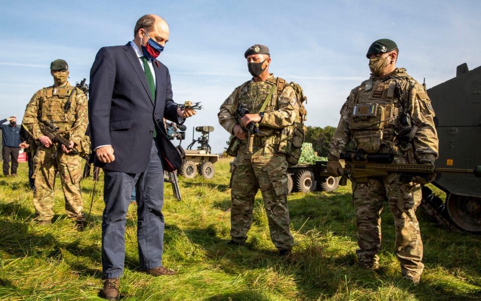 Deefnce Secretary Ben Wallace and Chief Scientific Advisor Professor Dame Angela McLean today visited the military on Salisbury Plain to watch a display promoting this yearsâ€™ Army Warfighting Experiment - Heathcliff O'Malley