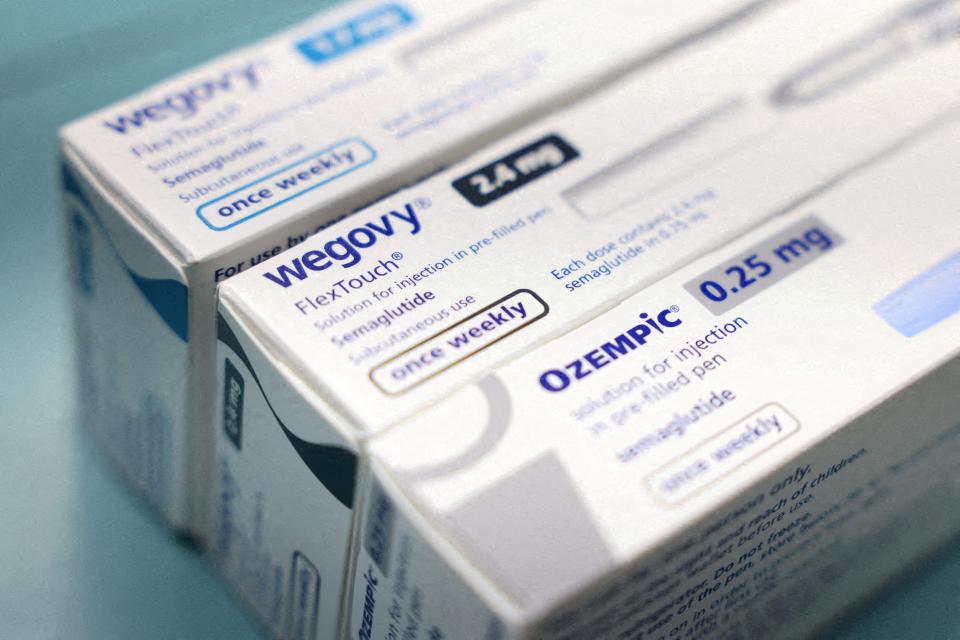 Boxes of Ozempic and Wegovy made by Novo Nordisk are seen at a pharmacy in London, Britain March 8, 2024.