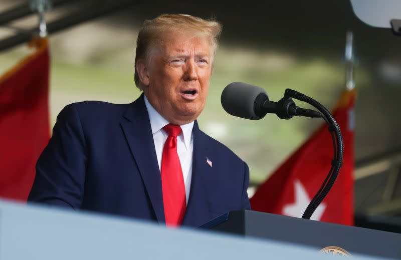 U.S. President Donald Trump delivers commencement address at the 2020 United States Military Academy Graduation Ceremony at West Point, New York