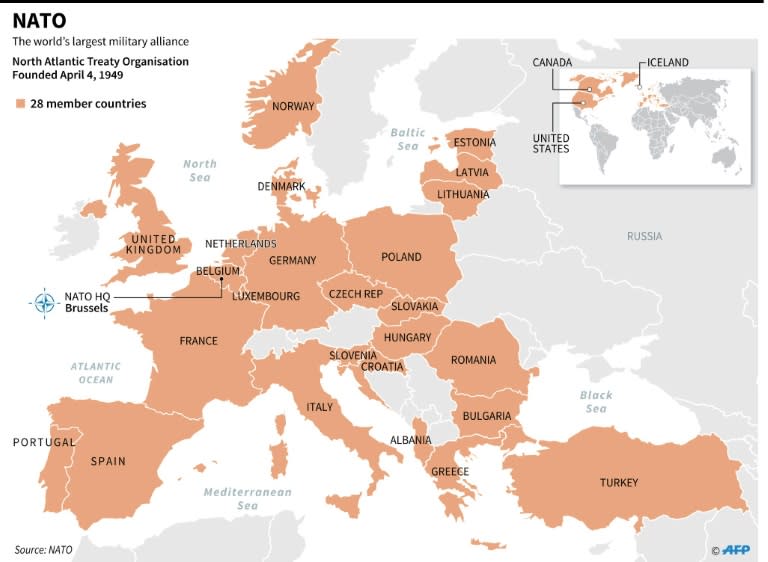 Map showing the NATO member states