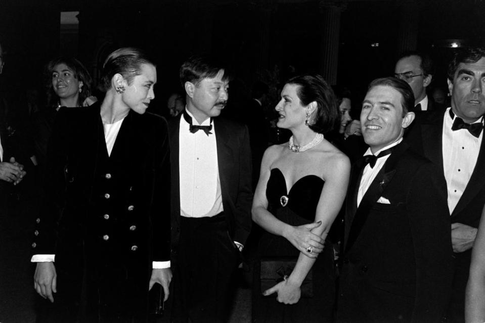 (L-R, front row) Tina Chow, Michael Chow, Paloma Picasso, and Rafael Lopez-Cambil attend an event at the Metropolitan Museum of Art in New York City on December 3, 1984.