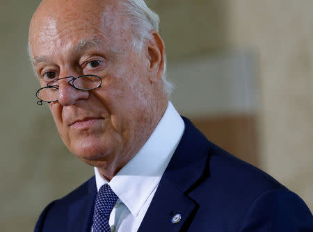 United Nations Special Envoy for Syria Staffan de Mistura attends a news conference at the United Nations in Geneva, Switzerland, August 17, 2017. REUTERS/Denis Balibouse