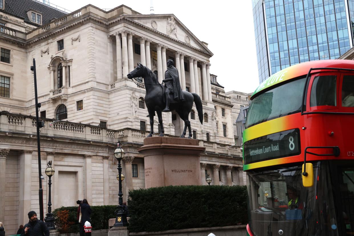 The Bank of England in the City of London, FTSE was up along with other EU stocks