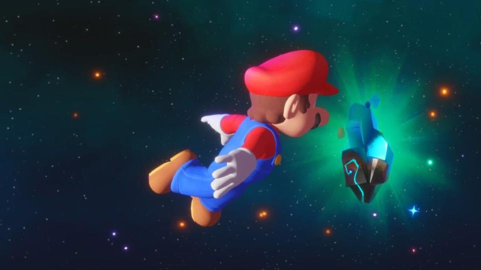 Mario is a star child in this (2022) space odyssey. (Image captured on Nintendo Switch)
