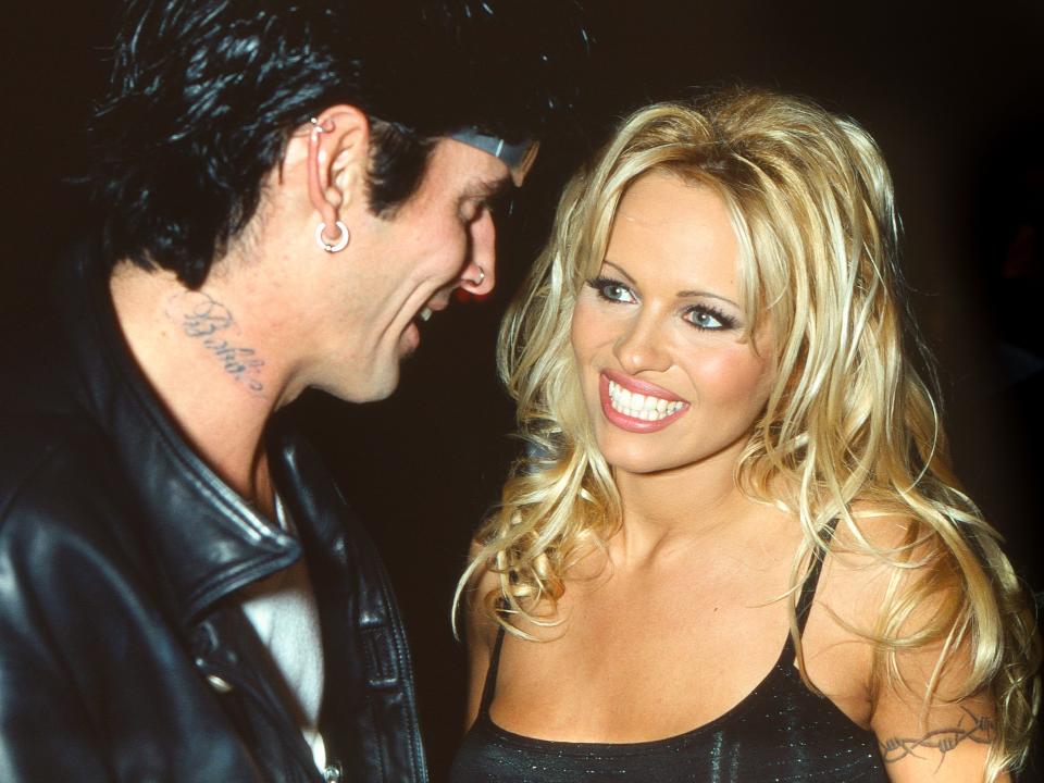 Tommy Lee and Pamela Anderson attend the Barb Wire Party