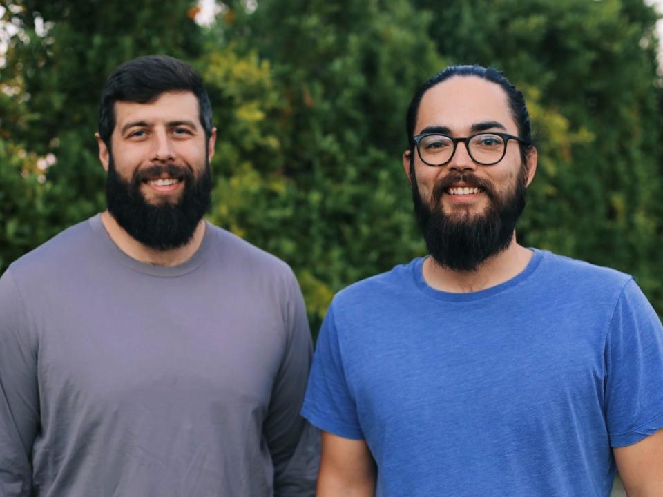 Proper Finance co-founders Travis Gibson (left) and Kyle Maloney pose outside for their photo