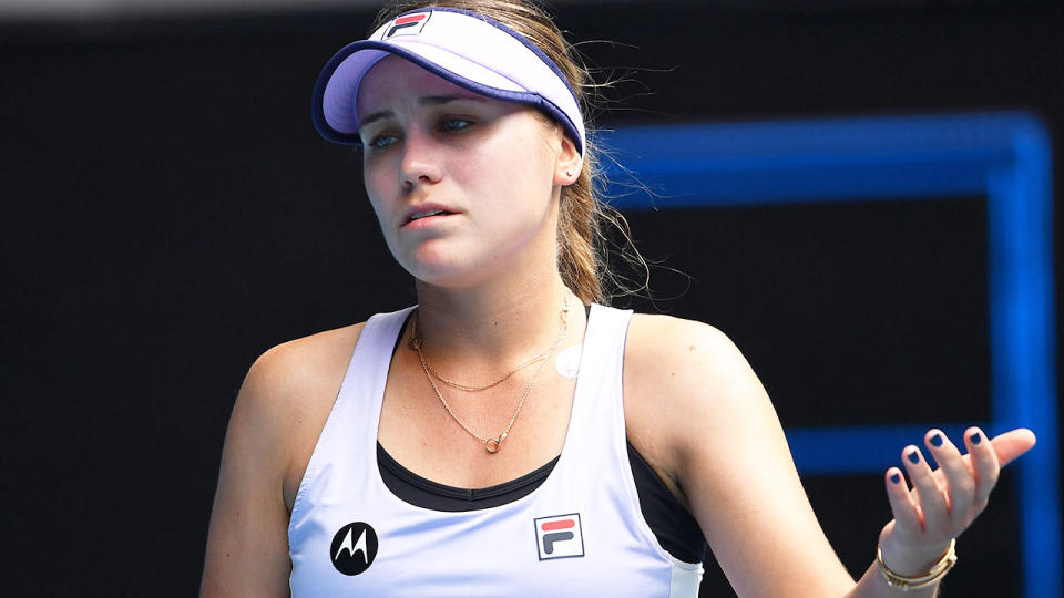 Sofia Kenin is seen looking visibly upset at the Australian Open.