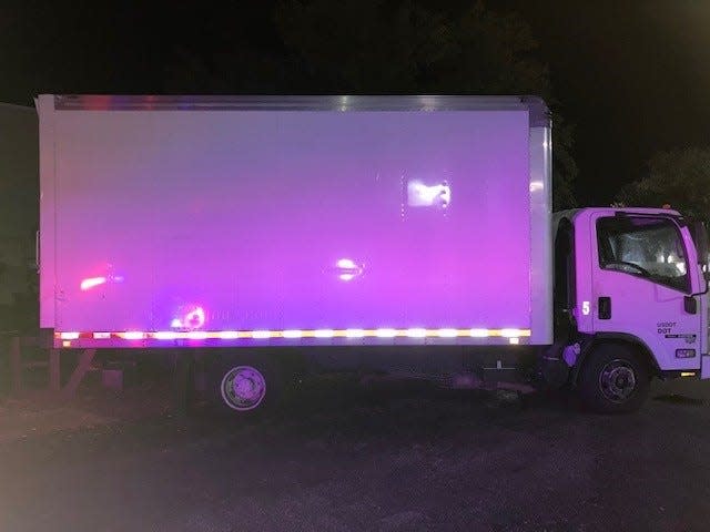 The unmarked white box truck which was being used to take used cooking oil from behind Woody's, according to the Flagler County Sheriff's Office.