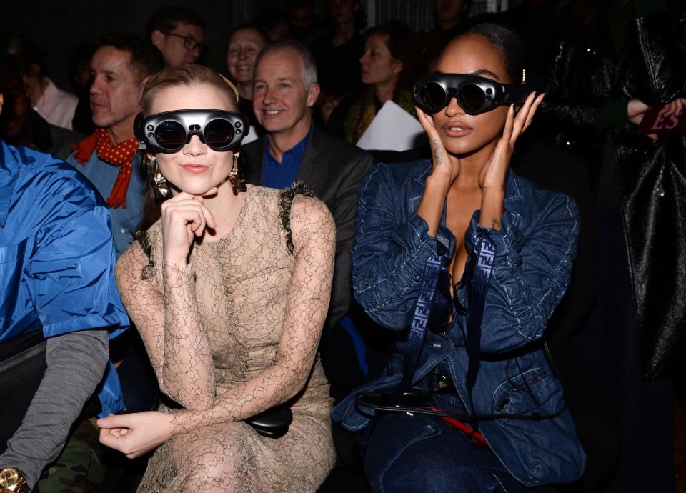 Natalie Dormer and Jourdan Dunn on the front row at Gerrit Jacob's mixed reality show (PA Wire/PA Images)