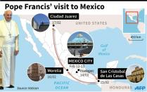 Map of Mexico detail Pope Francis' itinerary on his forthcoming visit