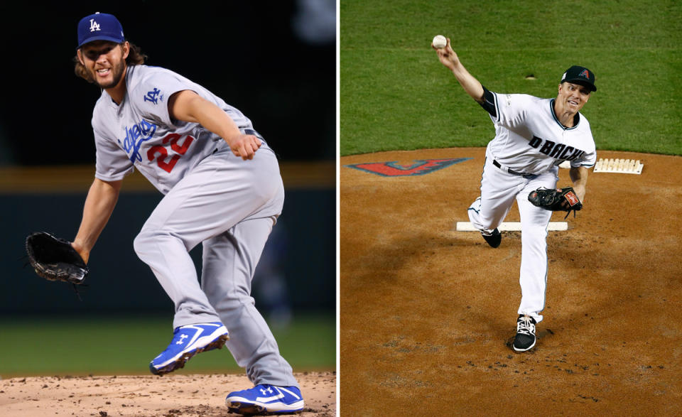 Former teammates Clayton Kershaw and Zack Greinke aren’t likely to face each other in the NLDS, but both will be factors. (AP)