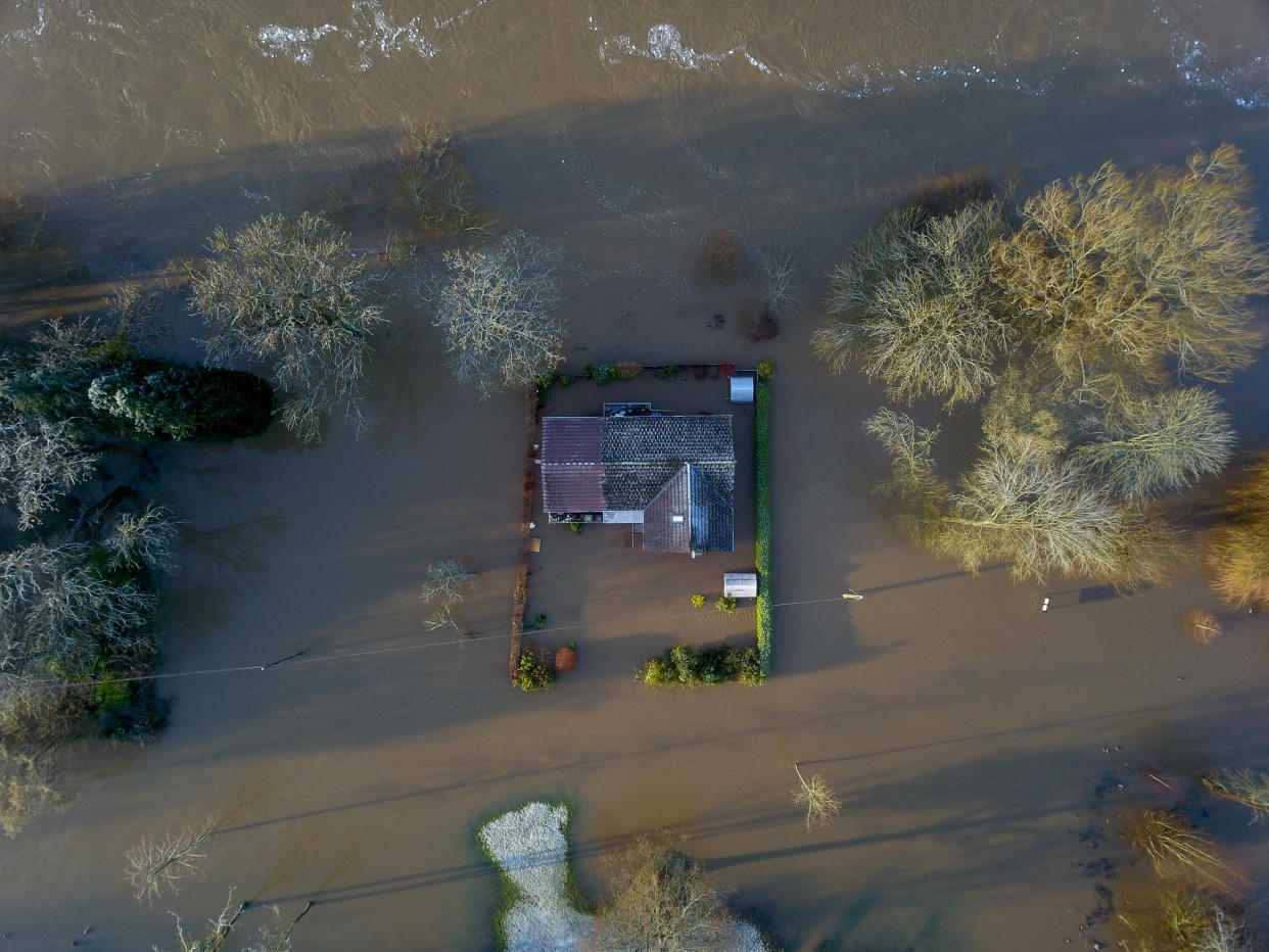 Aerial view of flooding along the river Severn at Bewdley where despite the efforts by the environment agency. (SWNS)