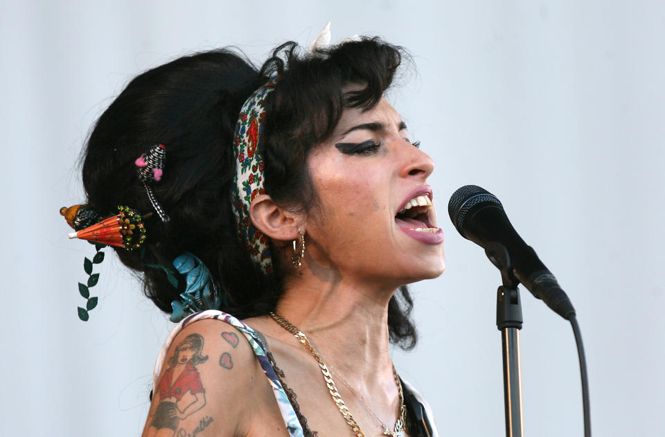 Amy Winehouse performs during the Oxegen Festival 2008 at the Punchestown Racecourse, Naas, County Kildare, Ireland.