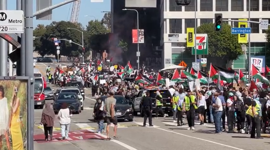 Thousands march through West L.A. in support of Palestine 