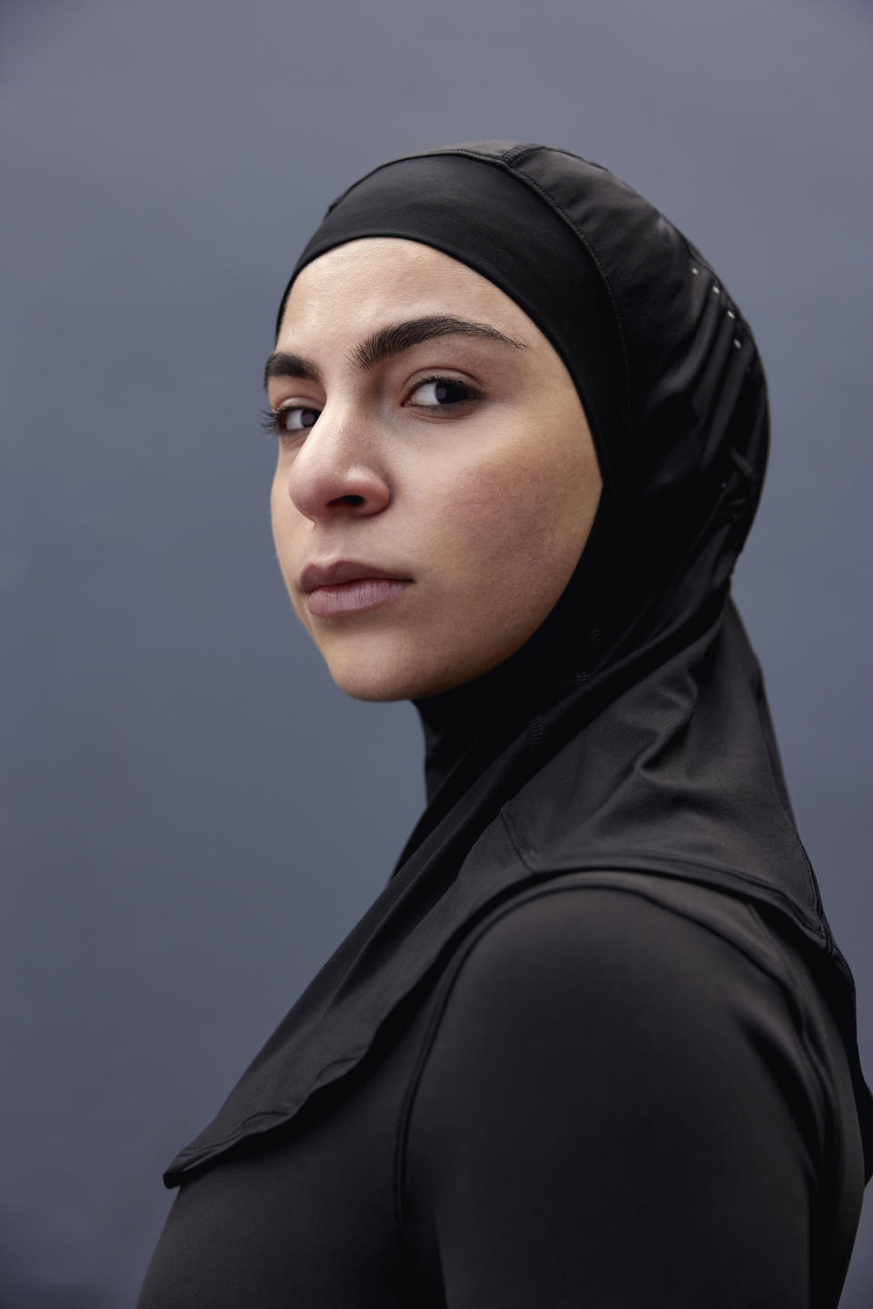 Traditional hijabs are worn by some Muslim women in public. Here, Lululemon’s version. - Credit: Courtesy Photo