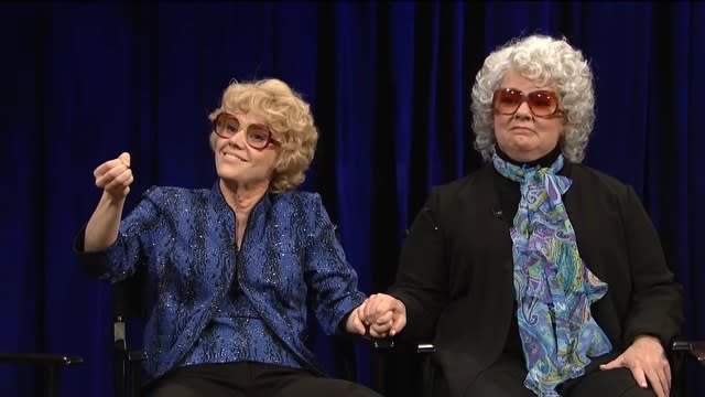 Kate McKinnon as Debette Goldry and Melissa McCarthy as Gaye Fontaine in "Saturday Night Live"