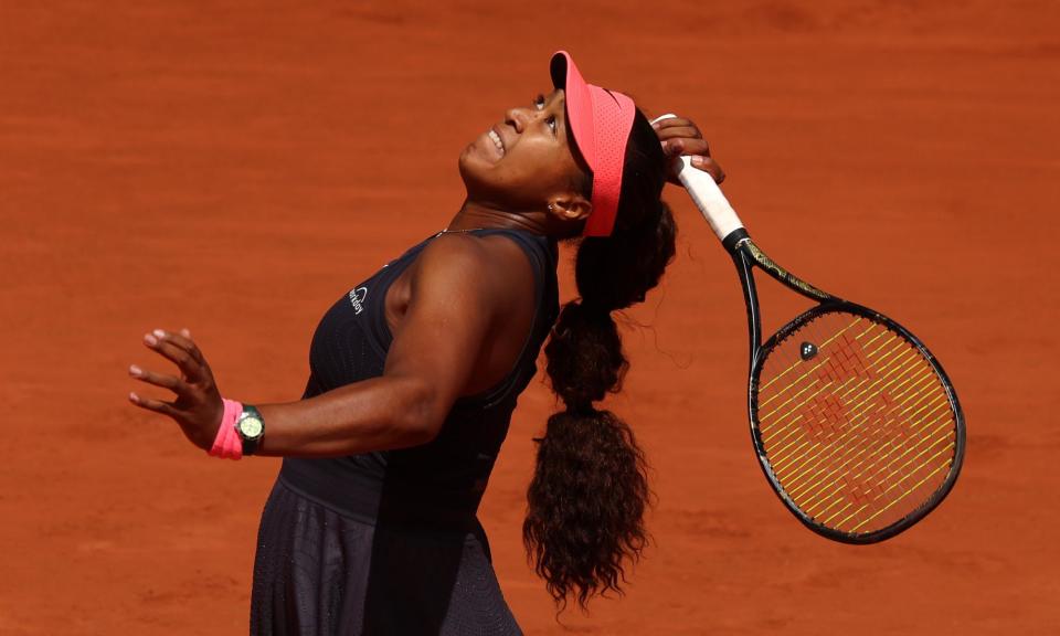 <span>Naomi Osaka recovered after losing five straight games in the final set against Lucia Bronzetti, to trail 4-5.</span><span>Photograph: Clive Brunskill/Getty Images</span>