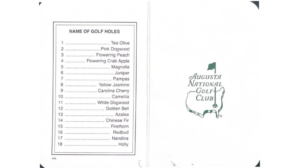 A scan of an Augusta National scorecard