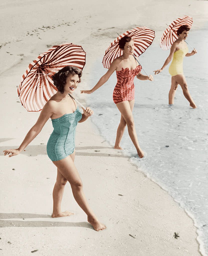 Posing on the beach: circa 1940