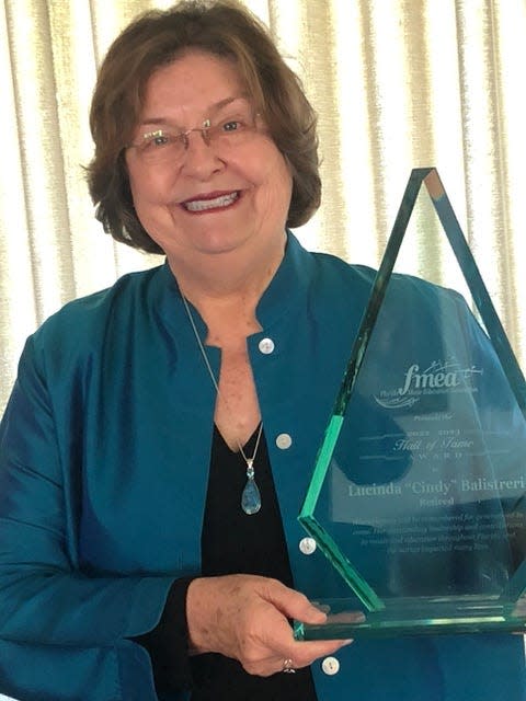 Cindy Balistreri, a longtime Sarasota County music educator, was received the Hall of Fame Award from the Florida Music Educators Association.