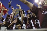 Sacramento Republic FC fans known as "The Battalion" cheer during the host team's game against Charleston Battery at Bonney Field, the team's home pitch, in Sacramento, California August 27, 2014. REUTERS/Robert Galbraith