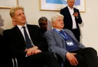 Boris Johnson's brother Jo Johnson and his father Stanley Johnson attend the launch of his campaign for the Conservative Party leadership, in London