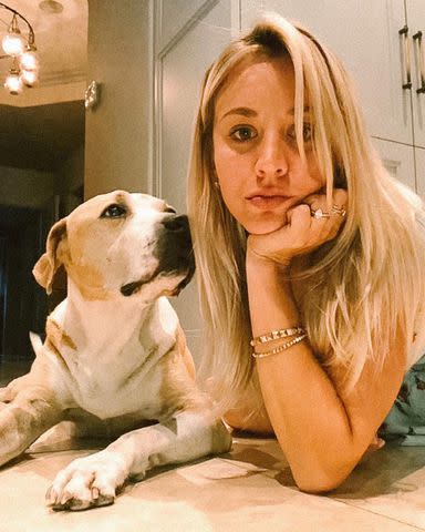 <p>Kaley Cuoco/Instagram</p> Kaley Cuoco and her late dog Norman