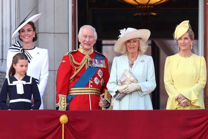 The Princess of Wales stood next to King Charles on the balcony