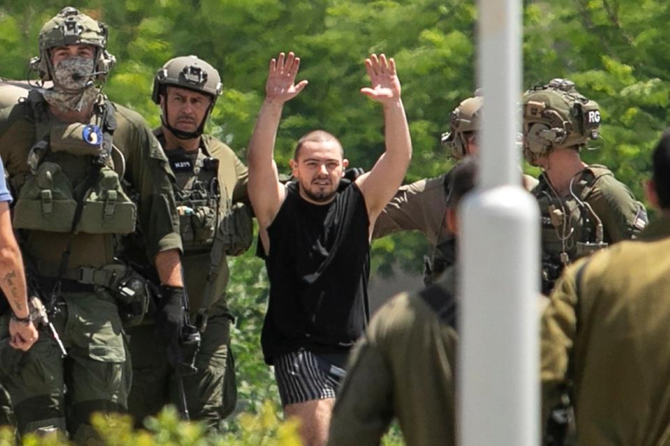 Israeli rescue operation freed 26-year-old Noa Argamani, Andrey Kozlov, 27, Shlomi Ziv, 41, and Almog Meir Jan (pictured), aged 22 (Copyright 2024 The Associated Press. All rights reserved.)