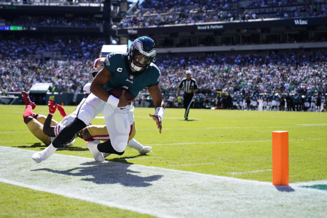 Jalen Hurts threw a 91-yard pass, but couldn't haul in a Philly Special  toss as Eagles fall to 49ers – The Morning Call