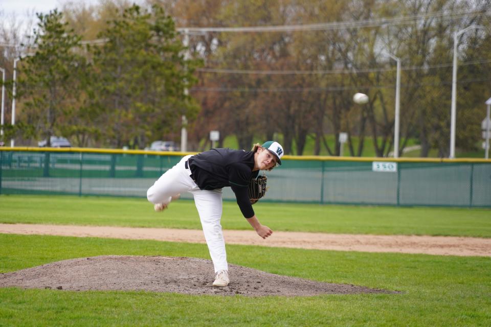 Waterford senior Dylan Questad delivers a pitch during a game on May 2. Questad was selected in the fifth round of the MLB draft on Monday by the Minnesota Twins.