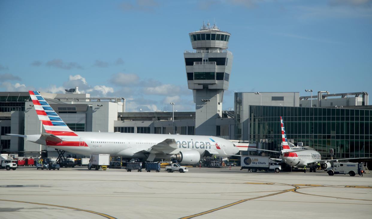 The flight landed at Miami International Airport Saturday morning.