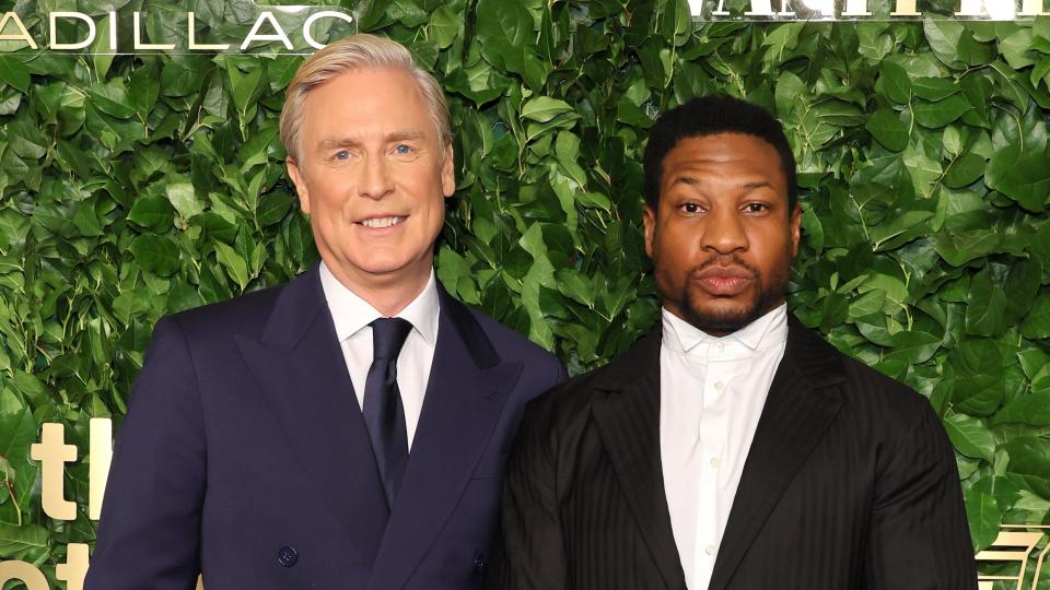 NEW YORK, NEW YORK - NOVEMBER 28: (L-R) Jeff Sharp and Jonathan Majors attend The 2022 Gotham Awards at Cipriani Wall Street at Cipriani Wall Street on November 28, 2022 in New York City. (Photo by Mike Coppola/Getty Images for The Gotham Film & Media Institute)