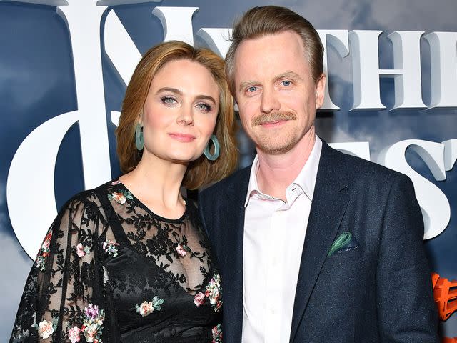 <p>Amy Sussman/Getty</p> Emily Deschanel and David Hornsby attend the premiere of Apple TV+'s "Mythic Quest: Raven's Banquet" on January 29, 2020 in Los Angeles, California.