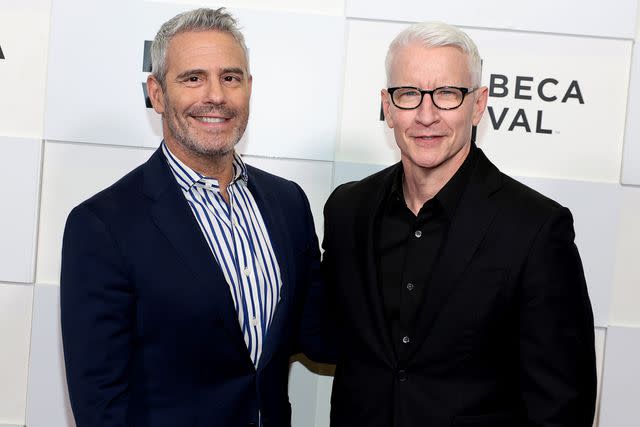 <p>Dimitrios Kambouris/Getty</p> Andy Cohen and Anderson Cooper at the Storytellers - Andy Cohen In Conversation with Anderson Cooper talk during the 2024 Tribeca Festival at BMCC Theater on June 12, 2024 in New York City.