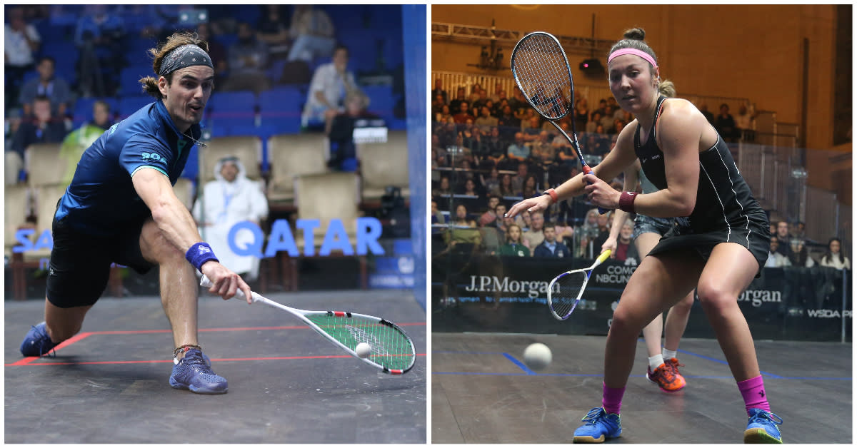 Top seeds at the Marigold Singapore Squash Open, Paul Coll (left) and Amanda Sobhy. (PHOTO: Steve Line/SquashPics.com)