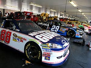 Stalls in most Sprint Cup garages are barely wide enough for each car to fit into