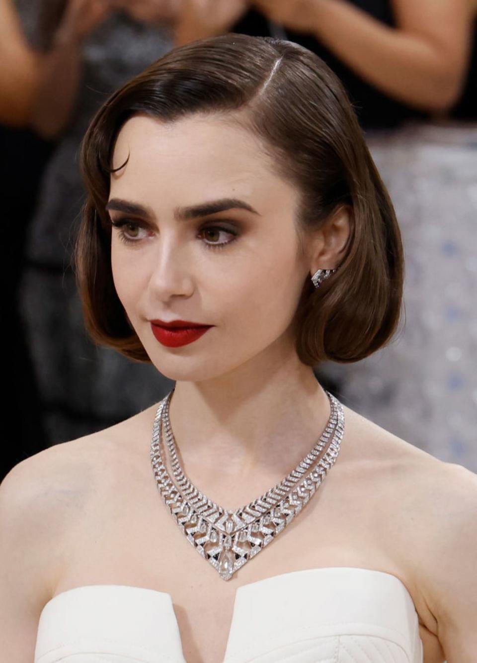 Lily Collins attends the 2023 Costume Institute Benefit celebrating 