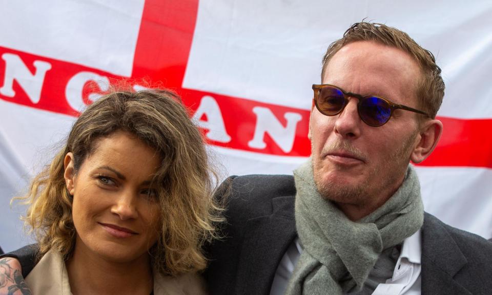 <span>Laurence Fox with his girlfriend Liz Parker at a Turning Point UK protest in Whitehall last week.</span><span>Photograph: Tayfun Salcı/Zuma/Rex</span>