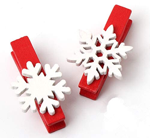 ilauke 50Pcs Christmas Wooden Clothespins