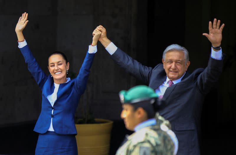 Mexican President-elect Claudia Sheinbaum holds a press conference, in Mexico City