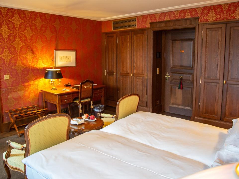 The interior of the author's hotel room.