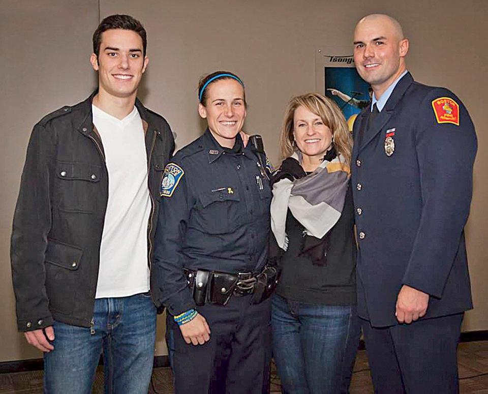 From left: Shores Salter, Boston police officer Shana Cottone, Roseann Sdoia and Boston firefighter Mike Materia. (Photo: Mark Duffy)