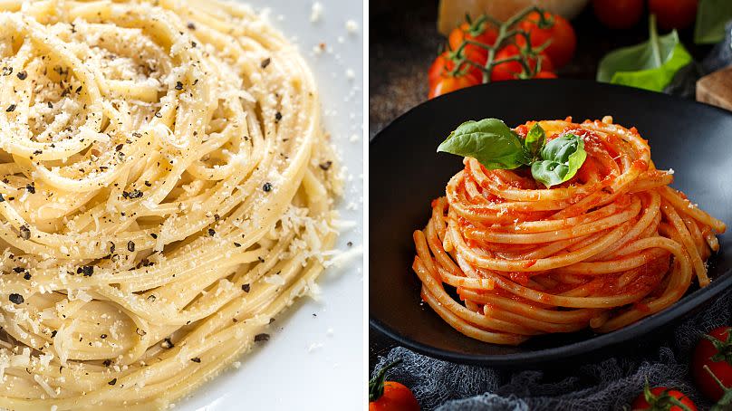 Spaghetti, a romantic and simple Valentine's Day meal.